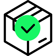 Icon showing a green checkmark inside a circle, symbolizing system readiness or availability.