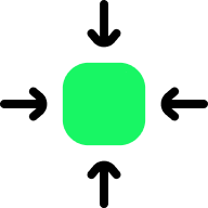 Icon of a green square, symbolizing compact and complete design or structure.