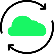 Icon of a cloud, representing continuous data exchange or cloud-based connectivity.