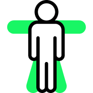 Icon of a human figure illustrating the ergonomics of the loading station