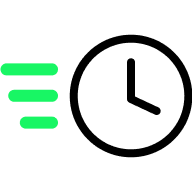 Speed lines and dot representing quick performance