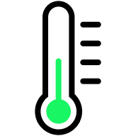 Icon of a thermometer representing localized thermal control