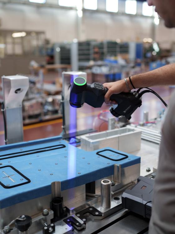 Technician scans tool