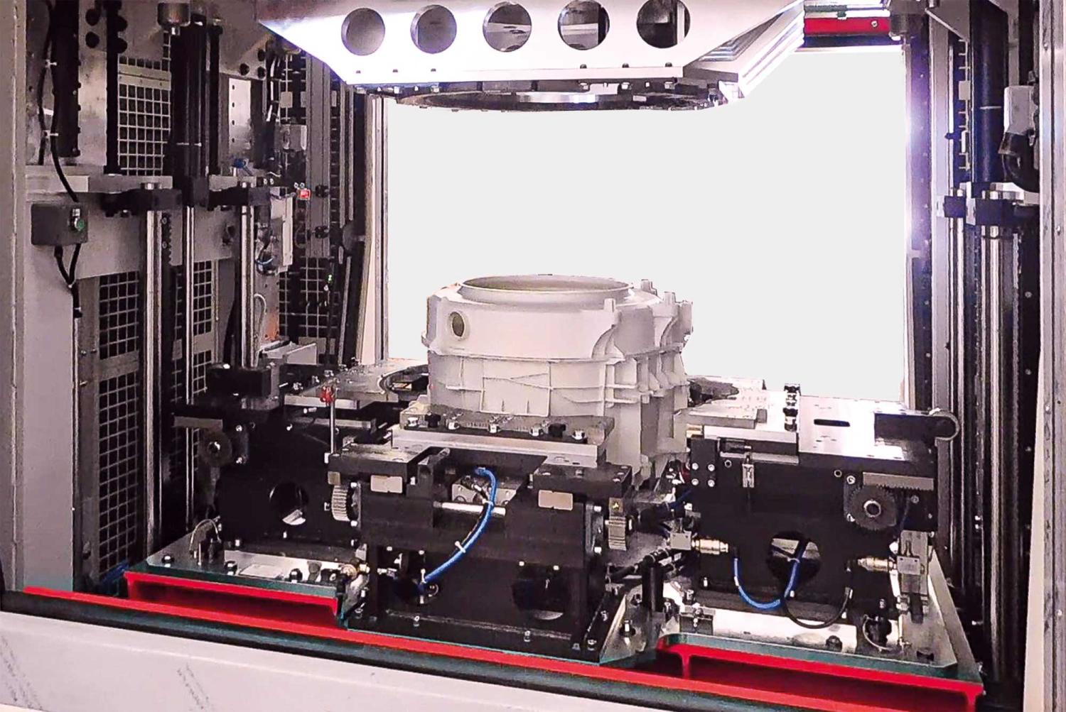 Vibration welding tool installed in machine with ejected welded component