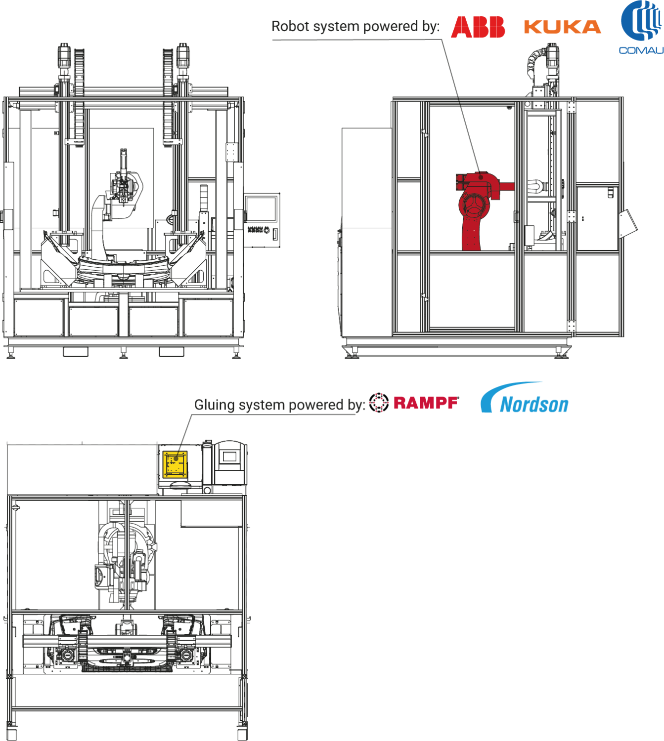 Gluing machine - technical drawing